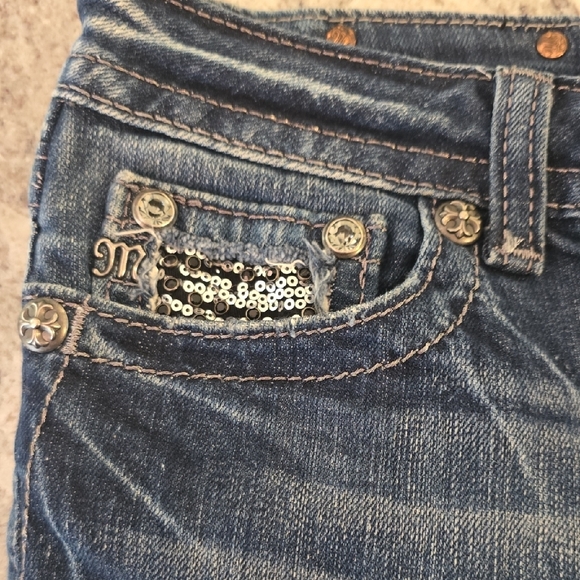 Miss Me Denim Bermuda Shorts - Dark Blue - Picture 6 of 6